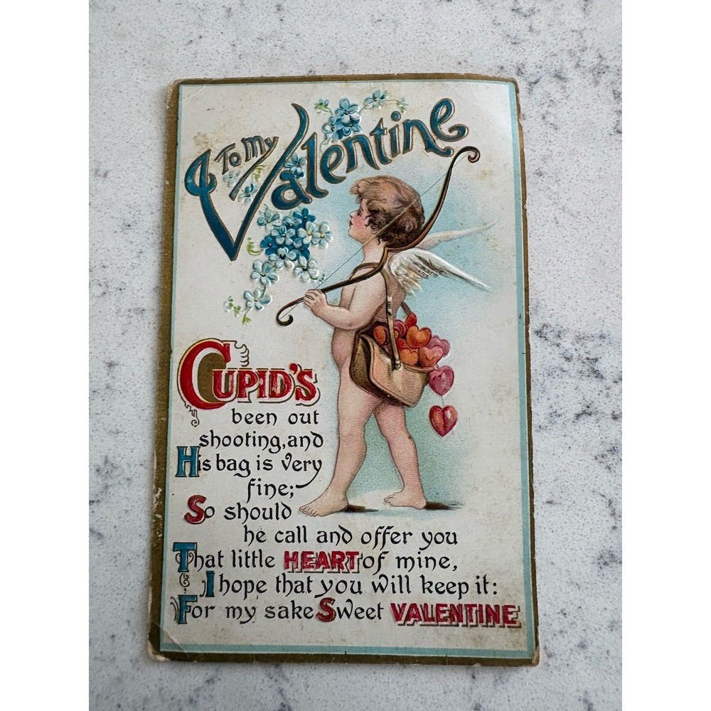 VTG Postcard Valentine's Day Hearts‎ Germany Cupid Ephemera